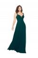 Acheter Vert Chasseur Trapèze Col V Mousseline Longue Robes demoiselle d'honneur