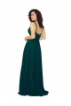 Acheter Vert Chasseur Trapèze Col V Mousseline Longue Robes demoiselle d'honneur