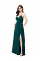 Acheter Vert Chasseur Trapèze Col V Mousseline Longue Robes demoiselle d'honneur