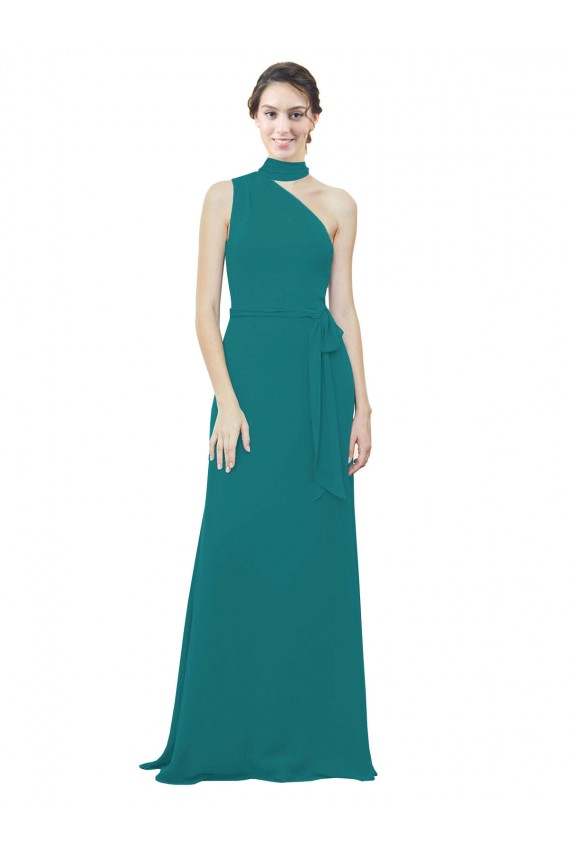Acheter Vert Chasseur Trapèze Mousseline Longue Robes demoiselle d'honneur