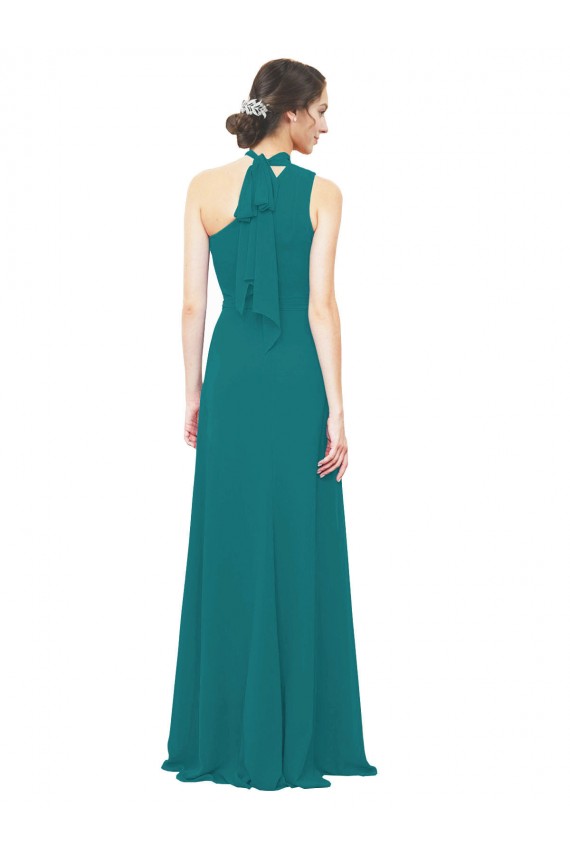 Acheter Vert Chasseur Trapèze Mousseline Longue Robes demoiselle d'honneur