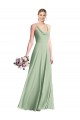 Acheter Vert Sauge Trapèze Bretelles spaghetti Mousseline Longue Robes demoiselle d'honneur