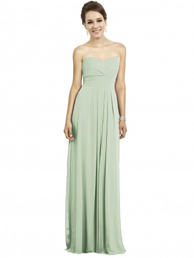 Acheter Vert Sauge Trapèze Mousseline Longue Robes demoiselle d'honneur