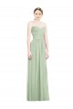 Acheter Vert Sauge Trapèze Sans bretelle Mousseline Longue Robes demoiselle d'honneur