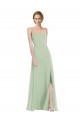 Acheter Vert Sauge Trapèze Scoop Mousseline Longue Robes demoiselle d'honneur