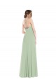 Acheter Vert Sauge Trapèze Scoop Mousseline Longue Robes demoiselle d'honneur