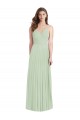 Acheter Vert Sauge Trompette Bretelles spaghetti Col V Mousseline Longue Robes demoiselle d'honneur