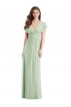 Acheter Vert Sauge Trompette Col V Mousseline Longue Robes demoiselle d'honneur
