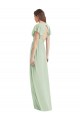 Acheter Vert Sauge Trompette Col V Mousseline Longue Robes demoiselle d'honneur