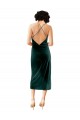 Acheter Vert foncé Fourreau Bretelles spaghetti midi Velours Stretch Courte Robes demoiselle d'honneur / Robes de soirée / Robes de cocktail