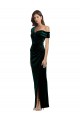 Acheter Vert foncé Fourreau Épaule Dénudée Velours Stretch Longue Asymétrique Formelles Robes demoiselle d'honneur / Robes de soirée / Robes de bal