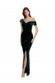 Acheter Vert foncé Fourreau Épaule Dénudée Velours Stretch Longue Asymétrique Formelles Robes demoiselle d'honneur / Robes de soirée / Robes de bal