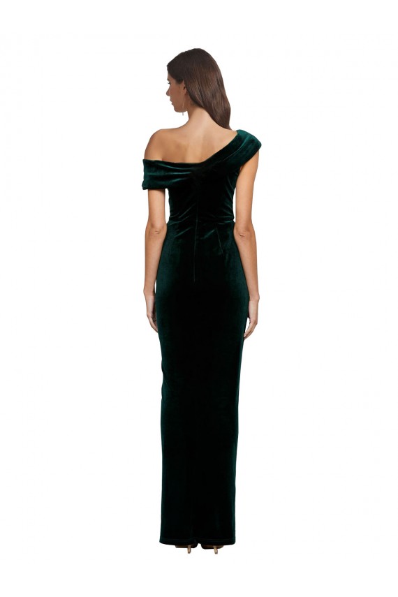 Acheter Vert foncé Fourreau Épaule Dénudée Velours Stretch Longue Asymétrique Formelles Robes demoiselle d'honneur / Robes de soirée / Robes de bal