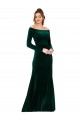 Acheter Vert foncé Fourreau Épaule Dénudée Velours Stretch Longue Formelles Robes demoiselle d'honneur / Robes de soirée / Robes de bal