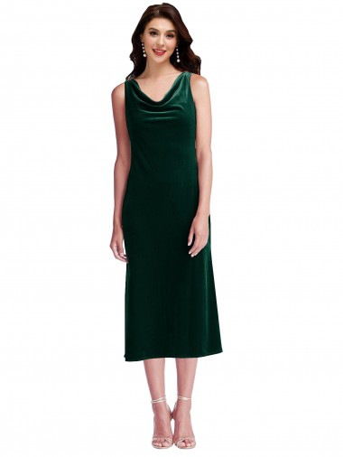 Acheter Vert foncé Fourreau midi Velours Stretch Courte Robes demoiselle d'honneur / Robes de bal / Robes de cocktail