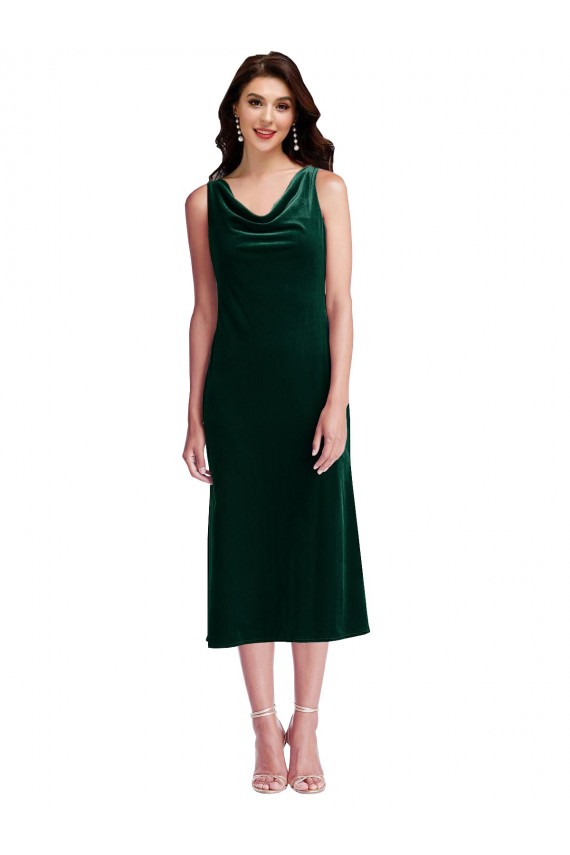 Acheter Vert foncé Fourreau midi Velours Stretch Courte Robes demoiselle d'honneur / Robes de bal / Robes de cocktail