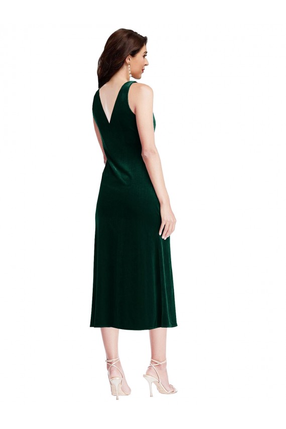 Acheter Vert foncé Fourreau midi Velours Stretch Courte Robes demoiselle d'honneur / Robes de bal / Robes de cocktail