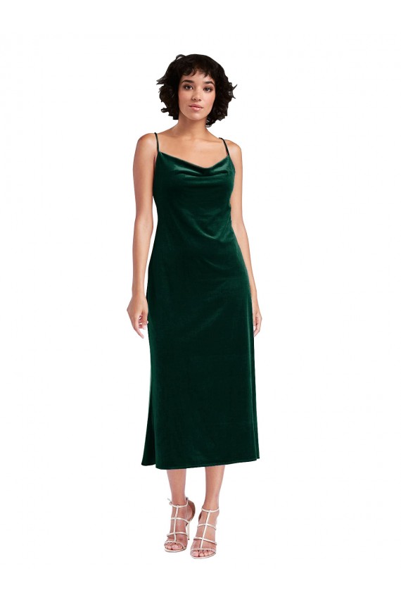 Acheter Vert foncé Fourreau midi Velours Stretch Courte Robes demoiselle d'honneur / Robes de soirée / Robes de cocktail