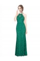 Acheter Vert foncé Sirène Licou Col Haut Dentelle Longue Robes demoiselle d'honneur / Robes de bal