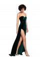 Acheter Vert foncé Trapèze Balayage train Velours Stretch Longue Robes demoiselle d'honneur / Robes de bal
