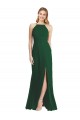Acheter Vert foncé Trapèze Bretelles spaghetti Col Haut Mousseline Longue Robes demoiselle d'honneur