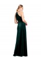 Acheter Vert foncé Trapèze Bretelles spaghetti Col bijou Velours Stretch Longue Robes demoiselle d'honneur / Robes de bal