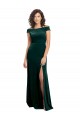 Acheter Vert foncé Trapèze Col Carré Velours Stretch Longue Formelles Robes demoiselle d'honneur / Robes de soirée / Robes de bal