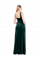 Acheter Vert foncé Trapèze Col Carré Velours Stretch Longue Robes demoiselle d'honneur / Robes de bal