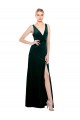 Acheter Vert foncé Trapèze Col V Velours Stretch Longue Formelles Robes demoiselle d'honneur / Robes de soirée / Robes de bal