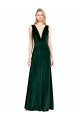 Acheter Vert foncé Trapèze Col V Velours Stretch Longue Formelles Robes demoiselle d'honneur / Robes de soirée / Robes de bal