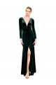 Acheter Vert foncé Trapèze Col V Velours Stretch Longue Robes demoiselle d'honneur / Robes de bal
