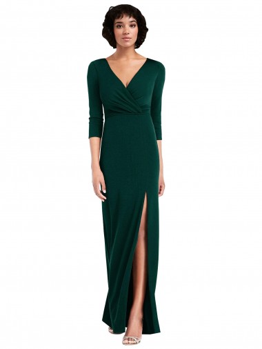 Acheter Vert foncé Trompette Col V Spandex Longue Formelles Robes demoiselle d'honneur / Robes de soirée / Robes de bal