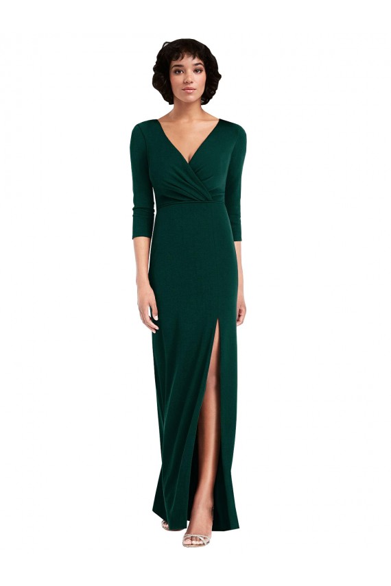 Acheter Vert foncé Trompette Col V Spandex Longue Formelles Robes demoiselle d'honneur / Robes de soirée / Robes de bal