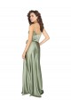 Acheter Vert fumée Trapèze Col V Satiné Soyeux Longue Formelles Robes demoiselle d'honneur / Robes de soirée