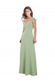 Acheter Vert fumée Trapèze Mousseline Longue Robes demoiselle d'honneur