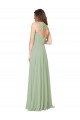 Acheter Vert fumée Trapèze Mousseline Longue Robes demoiselle d'honneur