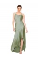 Acheter Vert fumée Trapèze Satiné Soyeux Longue Asymétrique Formelles Robes demoiselle d'honneur / Robes de soirée / Robes de bal
