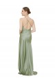Acheter Vert fumée Trapèze Satiné Soyeux Longue Asymétrique Formelles Robes demoiselle d'honneur / Robes de soirée / Robes de bal