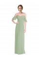 Acheter Vert fumée Trapèze Épaule Dénudée Bretelles spaghetti Mousseline Longue Robes demoiselle d'honneur