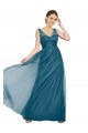 Acheter Vert sarcelle Trapèze Col V Tulle Longue Robes demoiselle d'honneur