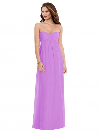 Acheter Violet Trapèze Mousseline Longue Robes demoiselle d'honneur