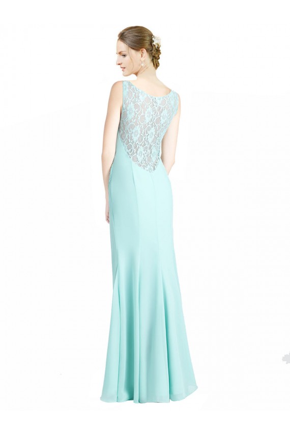 Acheter Waterfall Sirène Col V Mousseline Dentelle Longue Robes demoiselle d'honneur