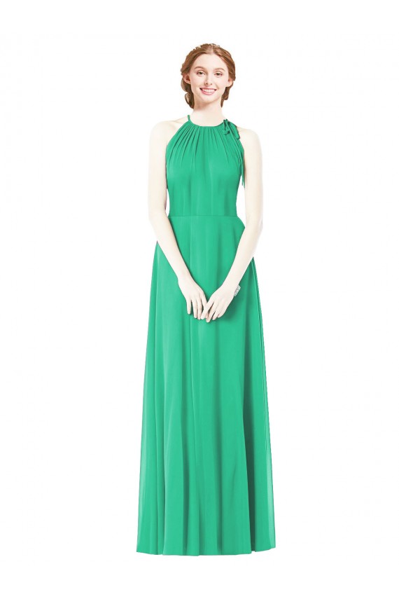 Acheter Émeraude Trapèze Licou Mousseline Longue Robes demoiselle d'honneur