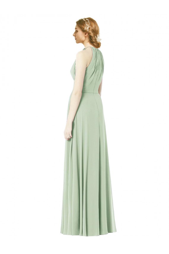 Acheter Émeraude Trapèze Licou Mousseline Longue Robes demoiselle d'honneur